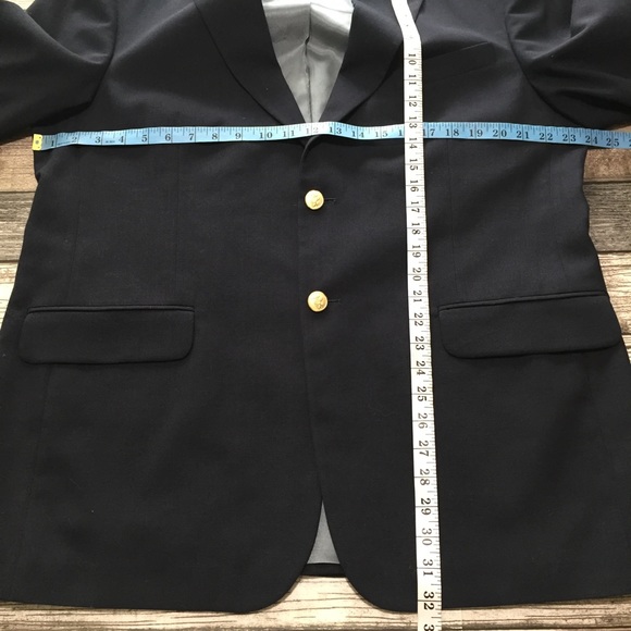 Stafford Blazer Men’s 44R Navy Blue Gold Crest Buttons Polyester Wool (Read) - Picture 3 of 14